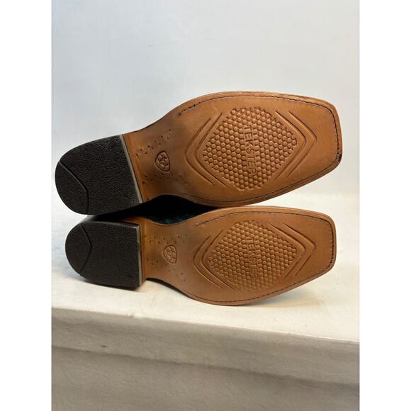 Ariat Futurity Boon Womens Sz 9.5 B Turquoise Sueded Caiman Belly Amazonite Boot - Picture 9 of 11